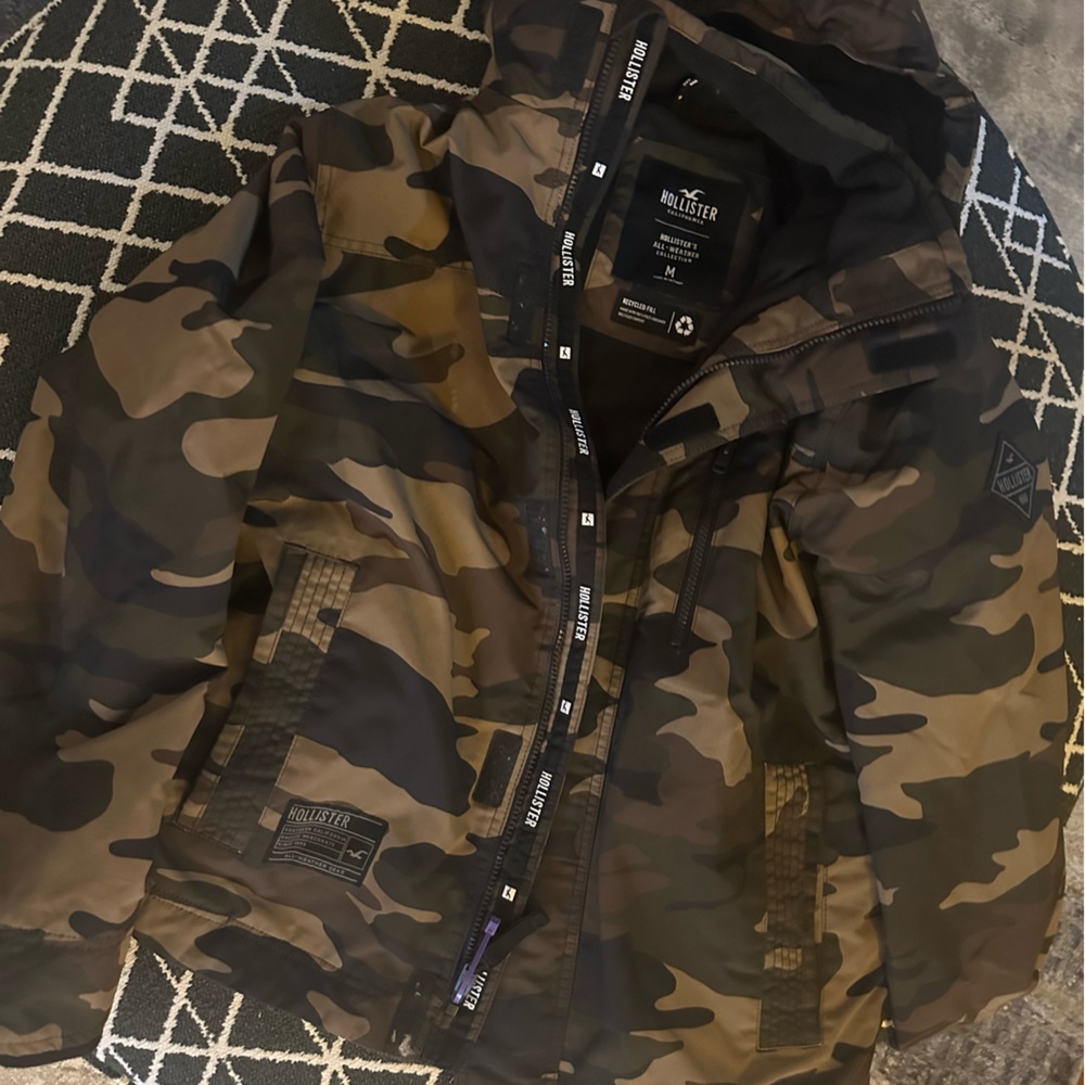 Hollister army fatigue fleece lined jacket